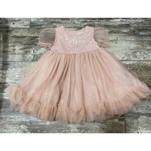 RACHEL ZOE Girl’s Dress 3T Pink Tulle Sparkly Rhinestones Wedding Flower Girl